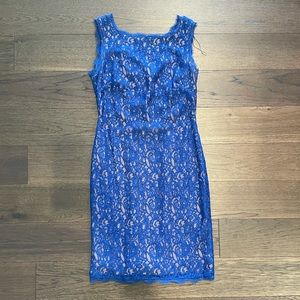Adrianna Papell blue lace dress